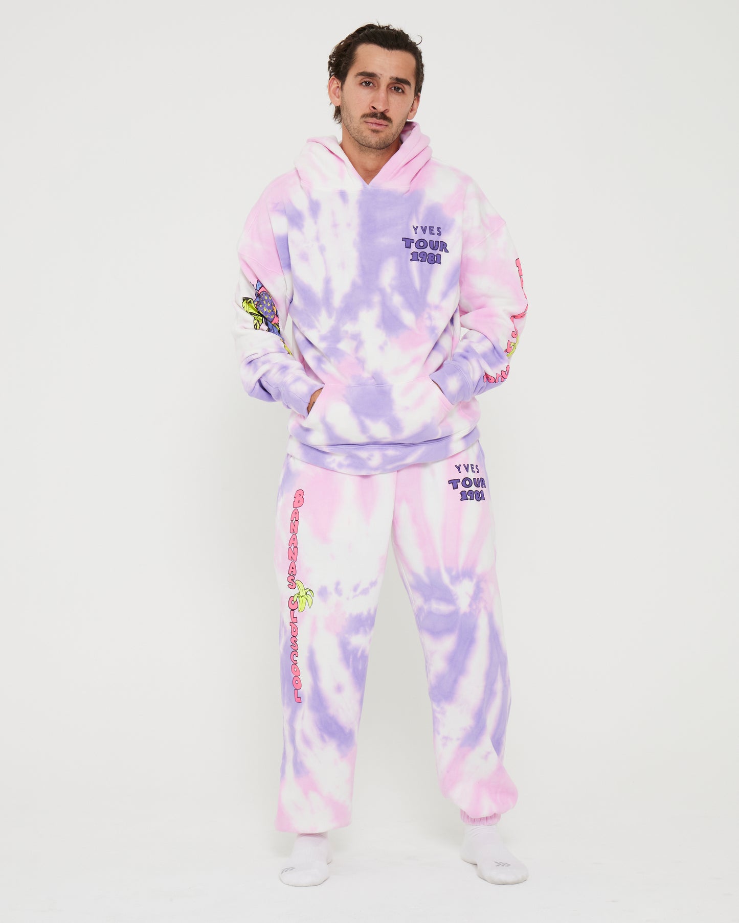 Banana Old'Scool Hoodie - Pink and Purple Tie dye