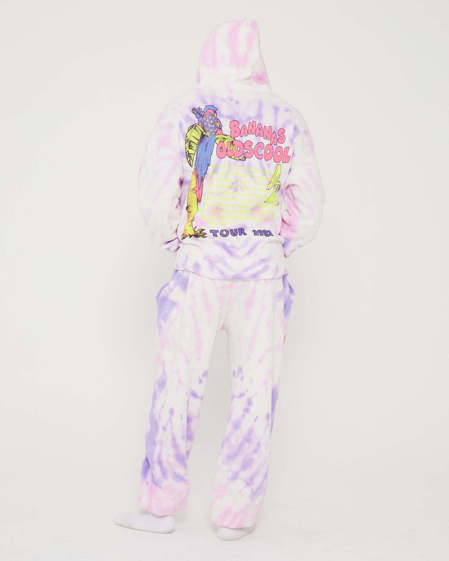 Banana Old'Scool Hoodie - Pink and Purple Tie dye