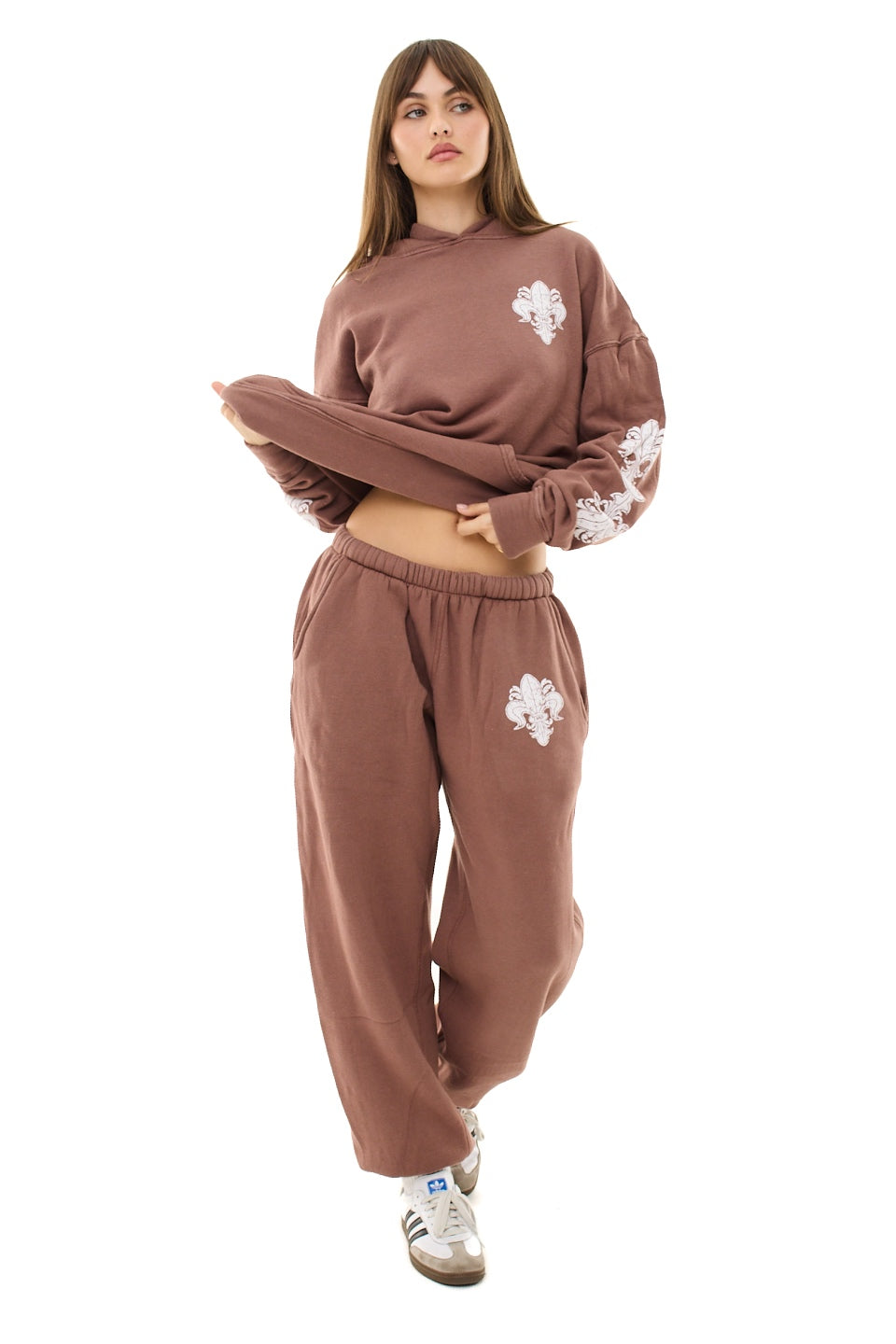 Brown Fleur De Lis Sweatpants