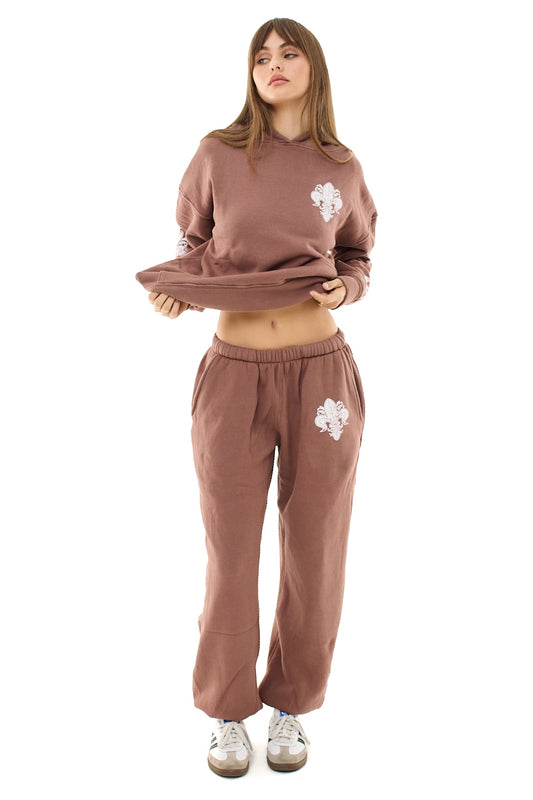 Brown Fleur De Lis Sweatpants