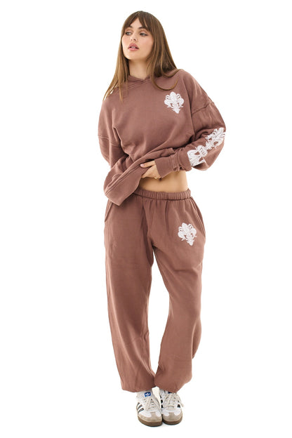 Brown Fleur De Lis Sweatpants