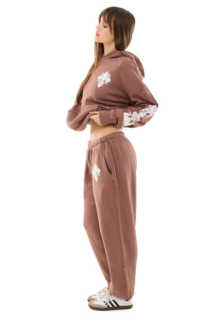 Brown Fleur De Lis Sweatpants