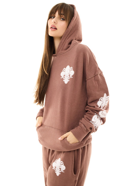Brown Fleur De Lis Hoodie