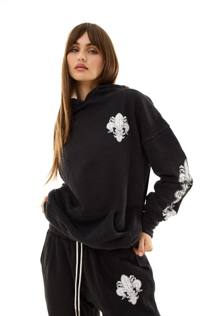Black Fleur De Lis Hoodie
