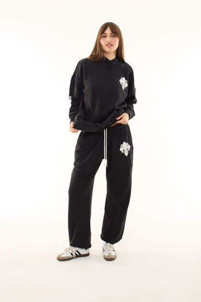 Black Fleur De Lis Sweatpants