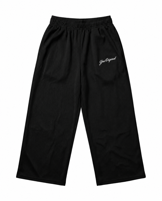 Black Signature Logo Mesh Pants