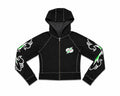 Black Fleur Lightning Bolt Sherpa Zip Hoodie