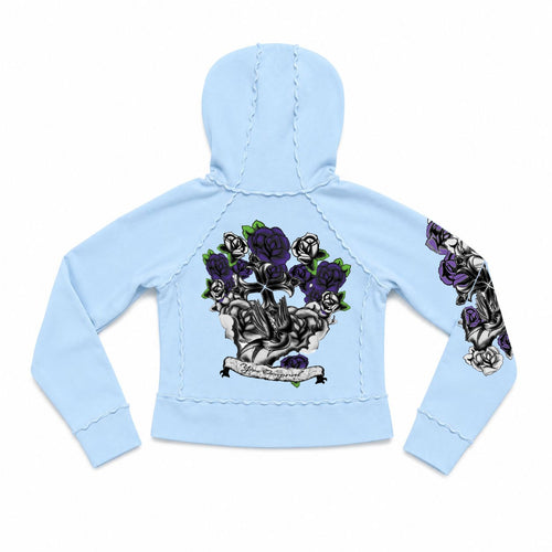 Blue Chrome Fleur Zip Sherpa Hoodie