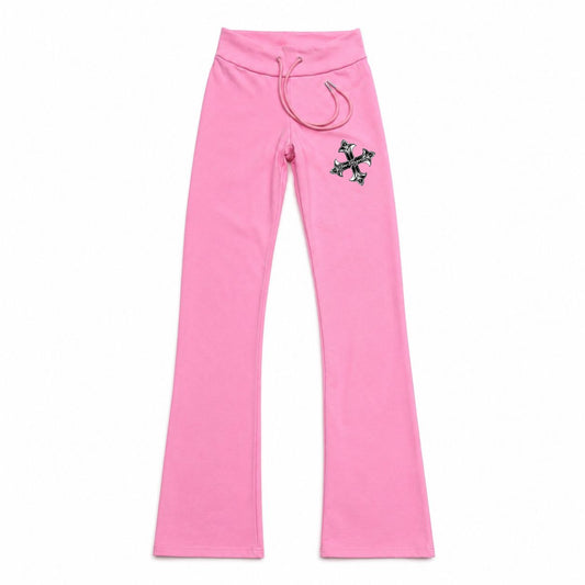 Pink Chrome Fleur Y2K Sherpa Pants