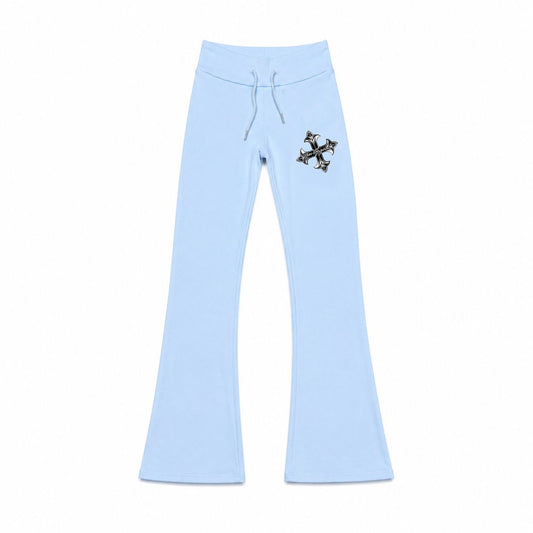 Blue Chrome Fleur Y2K Sherpa Pants