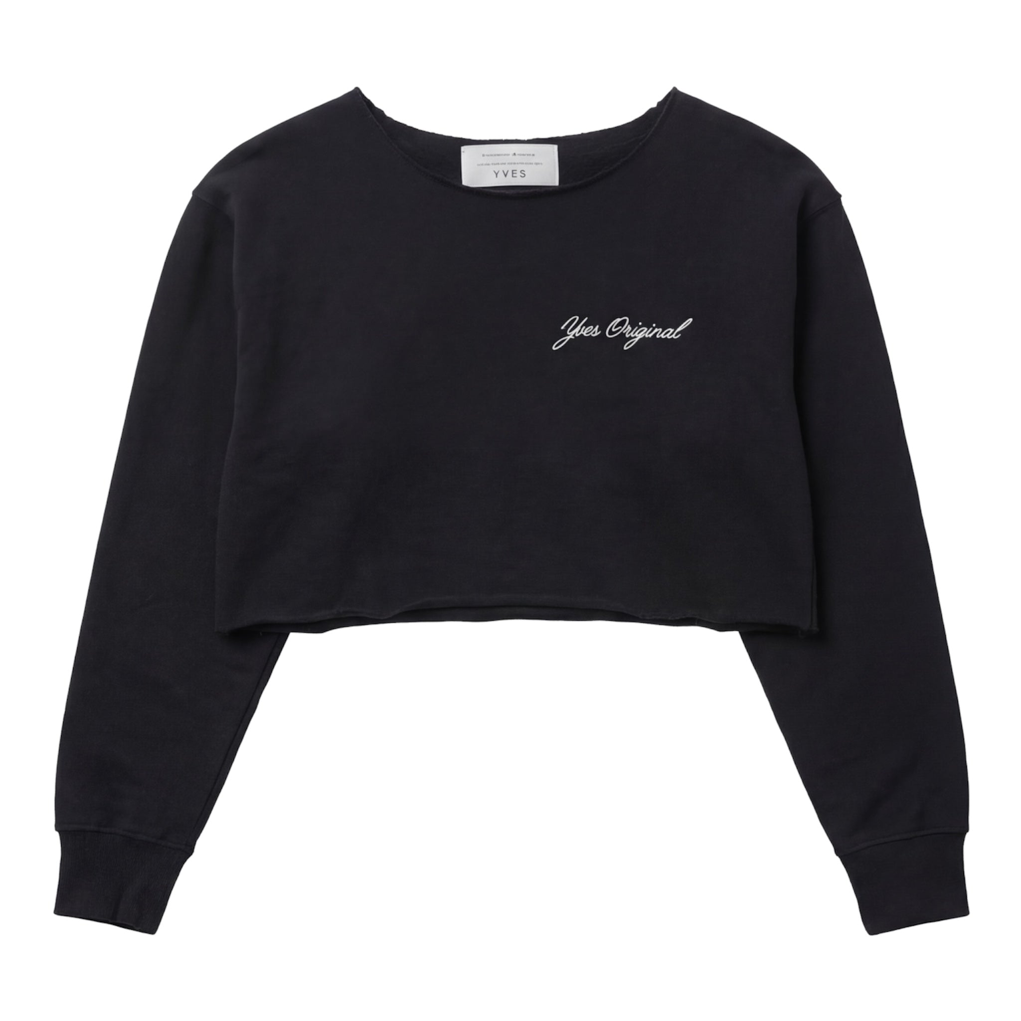Black Signature Logo Off-Shoulder Crop Crew