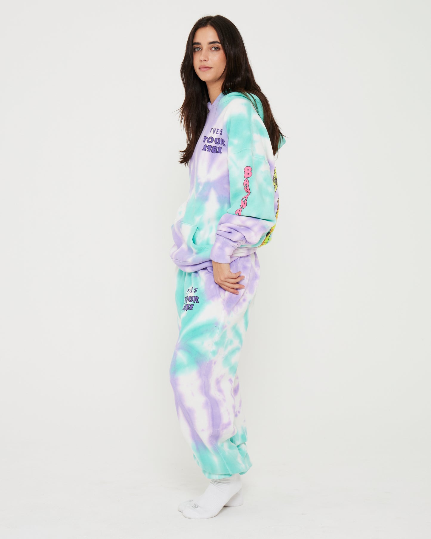 Banana Old'Scool Hoodie - Purple and Jade Tie dye