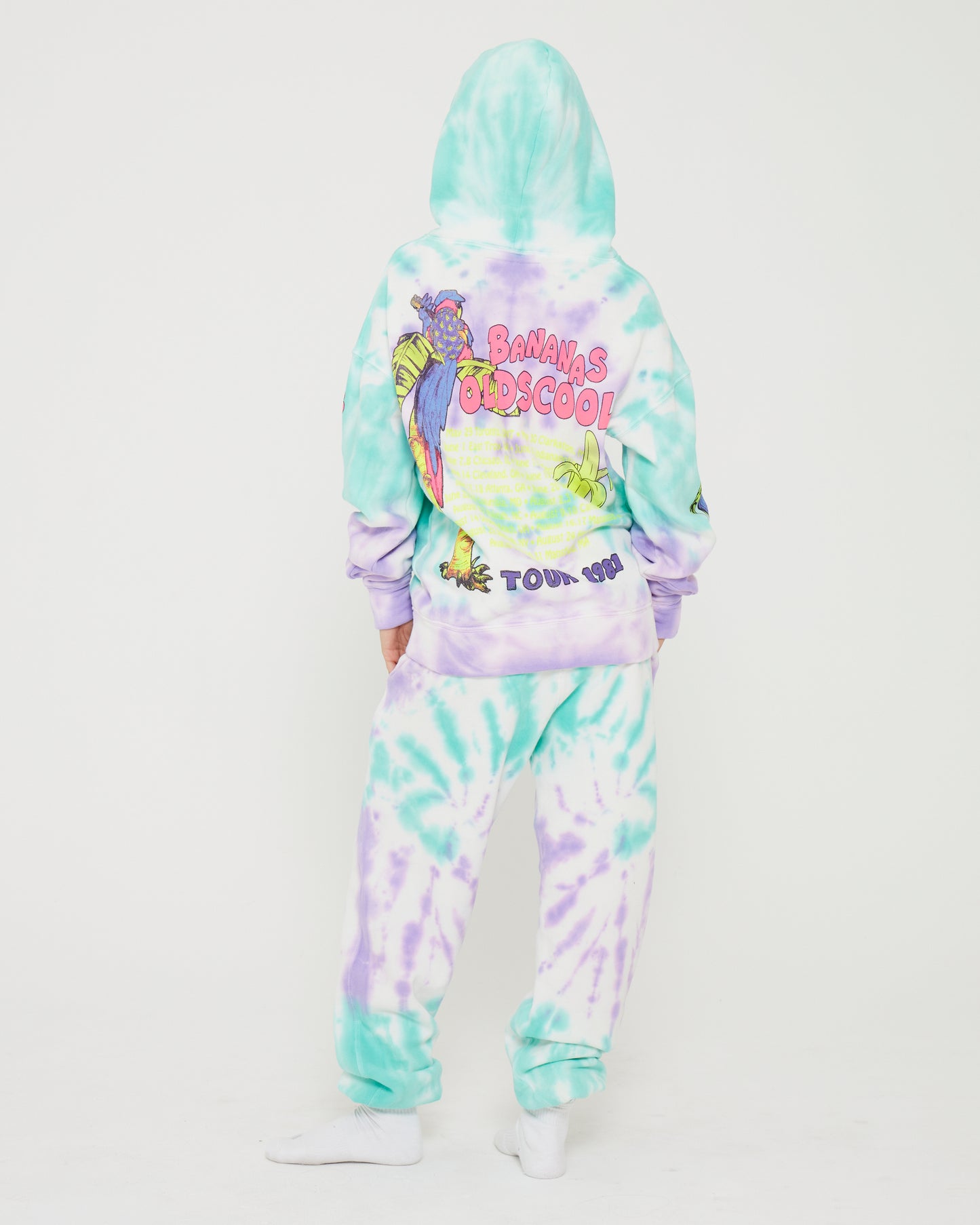 Banana Old'Scool Hoodie - Purple and Jade Tie dye