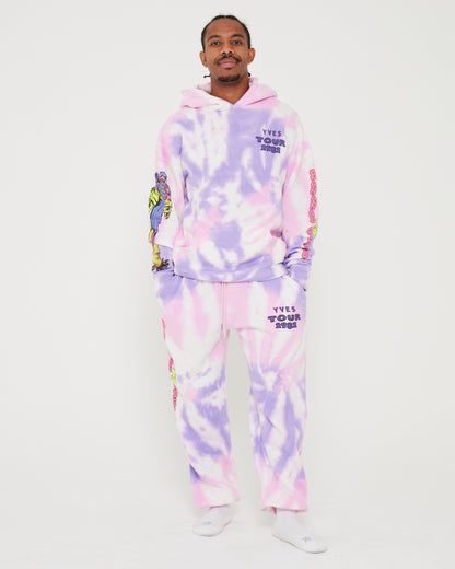 Banana Old'Scool Hoodie - Pink and Purple Tie dye